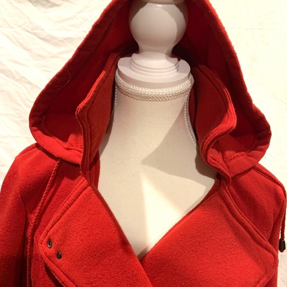 Y2K Twee Red Fall Coat Soft Jacket Cotton Hooded Preppy Coquette Size Large Sexy - Picture 6 of 7